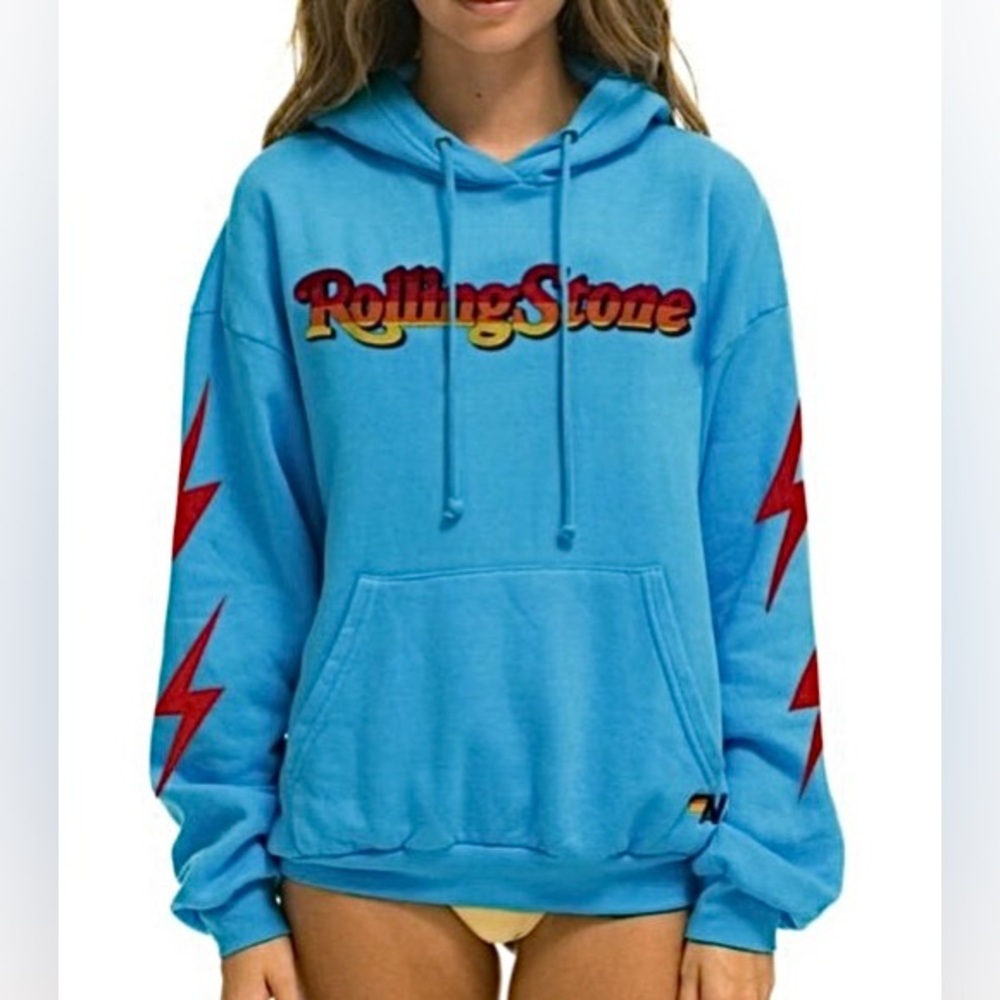 ULTRA RARE Aviator Nation Rolling Stone Lightning Hoodie NWT M